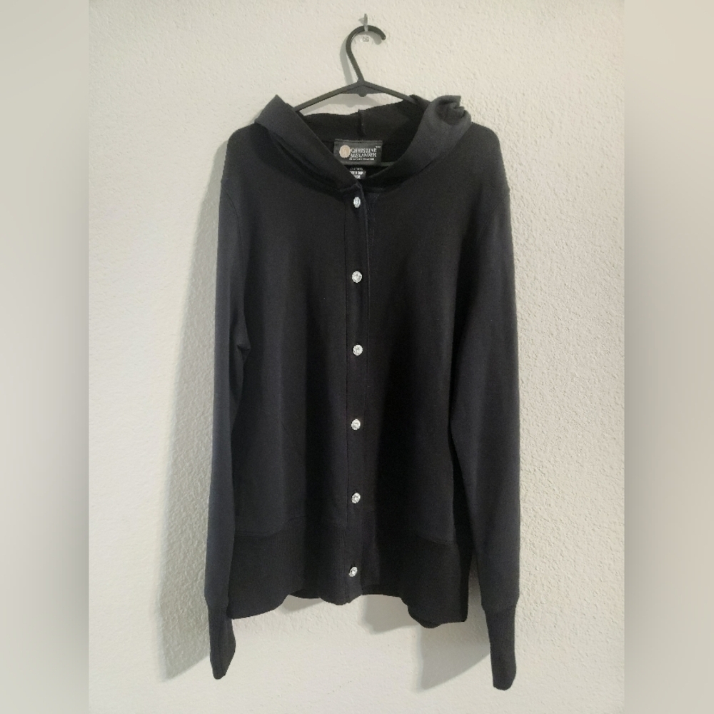 Christine Alexander Women’s button up hoodie cardigan sweater black size large